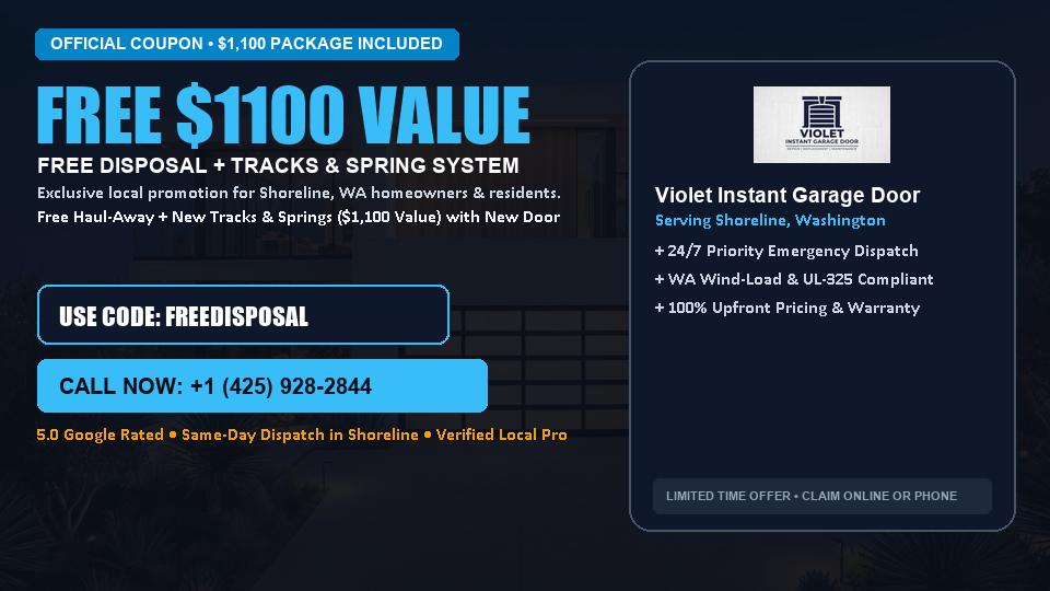FREE Old Door Haul-Away & Heavy-Duty Tracks in Shoreline, WA - Violet Instant Garage Door