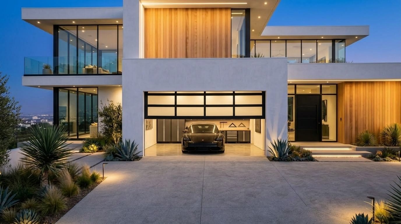 Violet Instant Garage Door Garage Door Gliding Open Revealing Warm Illuminated Interior